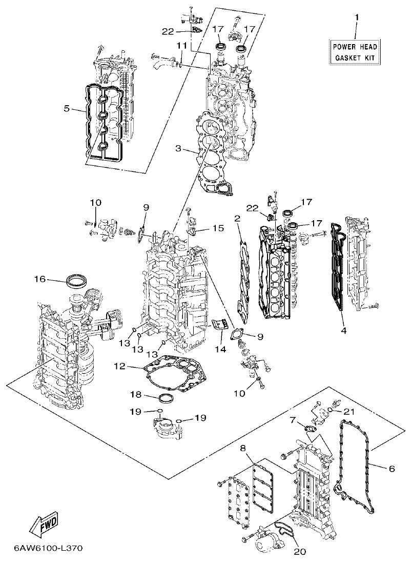Yamaha 20, F350NCC2 REPAIR KIT 1 parts diagram